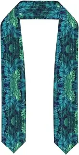 [SKKNT] Tropical Palm Leaves Print Graduation Shawl Stole For Academic Commencements Honor Sash Congratulations Gift, Flattened, One Size