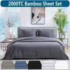 2000 Thread Count Bamboo Cooling Flat Fitted Sheet Sets Ultra Soft Bedding AU