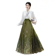 Spring Autumn Hanfu Set for Women Improved Daily Wear Commuting Horse Skirt