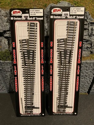 Atlas 283 HO Scale Code 100 Nice Silver #6 Left Hand Mark V Turnout (2 Pieces)