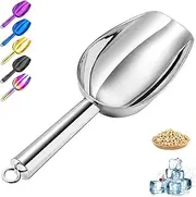 Haizsijin Metal Ice Scoop - 8 Oz Stainless Steel Multipurpose Scoop for Ice Maker, Bucket, Kitchen, Freezer, Bar, Party, Wedding, Popcorn, Flour, Dog Food (8oz-silver)