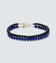 [Mateo] Mateo Set of 2 14kt gold beaded bracelets with lapis lazuli and onyx One Size silver
