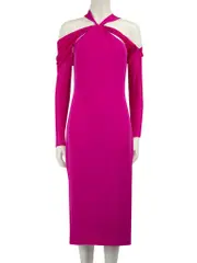 Fuchsia Halterneck Midi Dress
