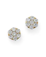 Bloomingdale's Fine Collection Round Cut Diamond Cluster Stud Earrings in 14K Yellow Gold, 1.0 tcw