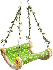 Leefasy Bird Swing Toy Parrot Hanging Hammock Bed Sleeping Sun Conures Game Climbing Hammock Budgie Hanging Bridge Toy Wooden Perch
