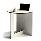 Wood Modern Round Smart Coffee Table for Living Room with Phone and Tablet Stand