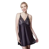 在飛比找PChome24h購物優惠-【思薇爾】花蔓巴黎系列連身蕾絲刺繡性感睡衣(黑色)