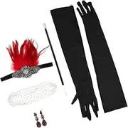 [WESIEVYA] s Clothing s Long Gloves Costume Kit Fascinator Headband Pendant Necklaces Headphone Accessories Dress Jumpsuits for Women Dressy Black Hair Bands Hair Decor Plastic
