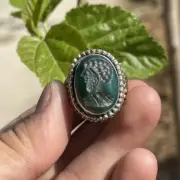 Excellent Ancient Agate Stone King Intaglio Lovely Solid Silver Beautiful Ring