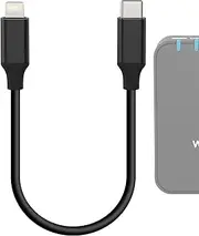 Geekria for Creators USB C to Lightning Microphone Cable 8 inch / 20 CM, Compatible with Rode VideoMic GO II, Wireless GO II, DJI Mic, Mic 2 Mic Cord (Black)