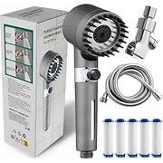 Ion Drops Filtered Showerhead with Hose, Filtered High Pressure Shower Heads with Handheld-Detachable Massage Shower Heads with Replacement-Cotton Filters