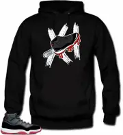 Shirt to Match Jordan 11 Bred 2019-Ice Black Hoodie