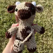 Chocolate Amigurumi Cow Plushie- Handmade Crochet