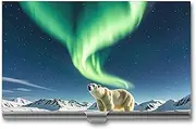 [RKJVB] Business Card Holder Northern Lights Polar Bear Slim Business Card Case Professional Name Card Holders Purse Name Card Organizer Minimalist Pocket Card Cases for Men Women