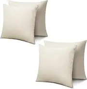 WANZELONYO Decorative Throw Pillow Covers Blank Set of 4 18x18 Inch Cushion Covers Linen Square Couch Pillow Case Off-White