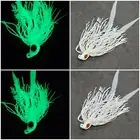 Fishing Teaser Flies Tackle Saltwater 3/8 6/0 Mustad Hook Silicone Skirt 4 Glow