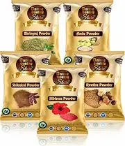 Online Quality Store Amla, Reetha, Shikakai, bhringraj, Hibiscus Powder Combo for Long, Lustrous and Healthy Hair -250g(Certified,50g each, Organic hair pack)