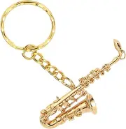 [BROLEO] Saxophone Keychain, Cute Metal Miniature Saxophone Pendant Keychain Key Ring, Personalized Instrument Jewelry for Musician, Band Student, Music Teacher, Alto Sax Teacher Gifts