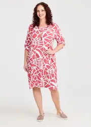 [TS] Taking Shape Tulip Natural Print Dress Size 14 in Desert Rose Print, Viscose - Plus Size Women's Clothing Desert Rose Print