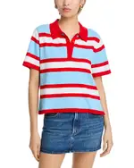 Alice and Olivia Tillie Short Sleeve Striped Polo