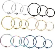 [Minkissy] 18Pcs Body Piercing Nose Rings Loops Stainless Steel Nose Studs for Men and Women present for Special