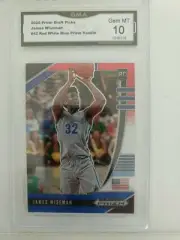2020 James Wiseman Panini Prizm Draft Picks Red White Blue #42 GMA 10 Gem Mint