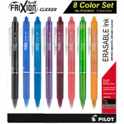 Pilot FriXion Clicker 07 14210 0.7mm Fine Erasable Gel Ink Pens, 8 Color Set