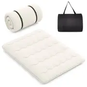 Costway Foldable Floor Mattress Roll Up Mat w/Carry Bag 203 x 152cm - Beige