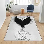 Viking Area Rug, Norse Mythology Print Rug, Odin's Symbol Runic Rug, Nordic Living Room, Kitchen & Bathroom Carpet(Color:Viking Compass,Size:150 x 240CM)