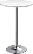 Furmax Bistro Pub Table Round Bar Height Cocktail Table Metal Base MDF Top Obsidian 23.8-Inch Top, 39.5-Inch Height (White-2, 1-Pack)
