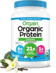 Orgain Organic Vegan Protein Powder + Greens, Vanilla Bean - 21G Plant Based Pro