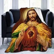 Sacred Heart Jesus Christ Throw Blanket Ultra-Soft Micro Fleece Blanket Movies Blanket for Bed Couch Living Room 80"x60"