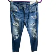 American Eagle Men’s 29 x 30 Blue Medium Destroy AirFlex Plus Skinny Denim Jeans