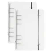 A6 Binder Cover, 2 Pcs PP 6 Ring Round Ring Binder Cover with Black Fixing Belt