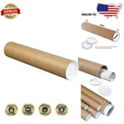 Economical 4" x 26" Kraft Mailing Tubes with Snap-on Caps for Secure Shipping