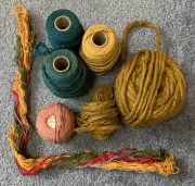 Macrame Colored Cord & Embroidery Floss Retro Colors Orange Teal Yellow Pink