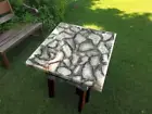 Square Shape White Agate Stone Side Table Top Handmade Mid Century Modern Sofa