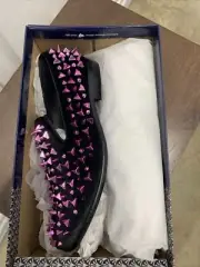 amali mens shoes New In Box! APACHE 7.5 !! Slip On Dress ! Black With Pink Rhine