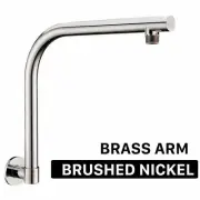 Brushed Nickel Brass Adjustable Wall Mount Shower Arm Swivel Gooseneck Round