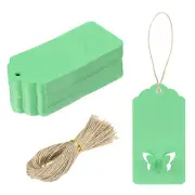 100Pcs Kraft Paper Gift Tags String 3.5 x 1.6 Inch Wave Shape Green