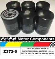 OIL FILTER 6 PACK Z372 for Mitsubishi 4M40 2.8L 4M41 3.2L 4D33 4.2L 4D34 3.9L