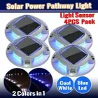 4x Solar White Blue LED Pathway Light Outdoor Dock Deck Step Driveway Path Road