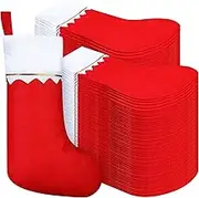 100 Pieces Red Felt Christmas Stockings 15 Inch Party Favors Stockings Xmas Decoration Stockings Rustic Christmas Santa Stockings for Christmas Holidays (Red with White Trim)