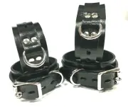 Leather Lockable Bondage Restraint Cuffs bdsm fetish wrist ankle cuffs RATS BUM
