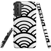For Samsung Galaxy S21 FE Case Armour Cover, Japanese Folk Waves