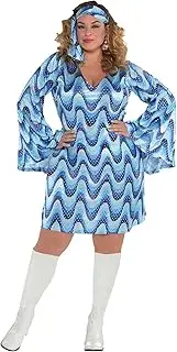 amscan 9918193 Women's 1970's Disco Lady Costume Size: 16-18, Blue