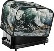 The Sea Waves Toaster Cover 2 Slice Bread Machine Covers Waterproof Universal Size Kitchen Small Appliance Cover with Hang Loop, Dust and Fingerprint Protection