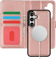 [Cavor] Wallet Case for Samsung Galaxy S24 6.2" Leather Case 2 in 1 Magnetic Detachable Flip Cover Support Magsafe Charging with Stand Feature Card Slots-Pink