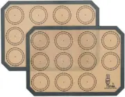 Non Stick Silicone Baking Mats Set Quarter Sheet - Macaron - 8.2"x11.6" (Grey)