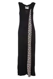 Stripe And Plain Maxi Dress--GOR-101562Y2